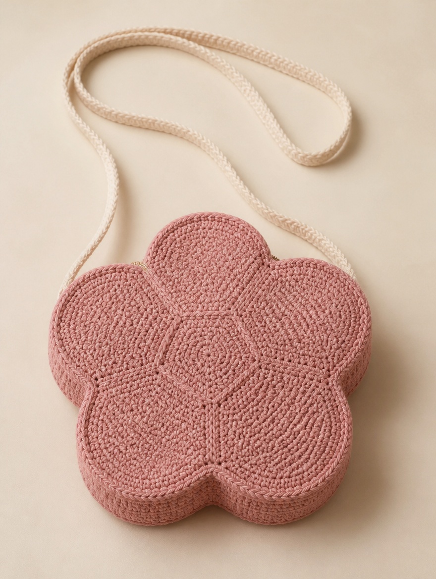 Bolso con forma de flor rosa