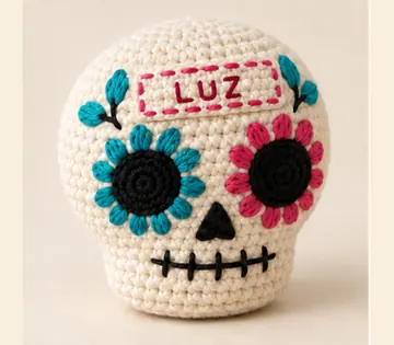 Calaverita con nombre a crochet, imagen ilustrativa