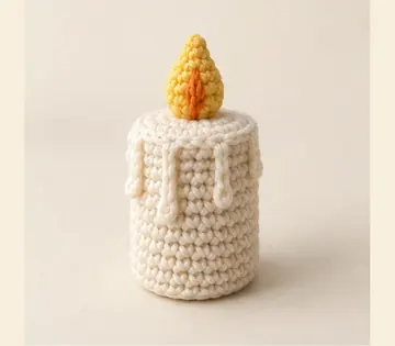 Veladora con llama a crochet, imagen ilustrativa