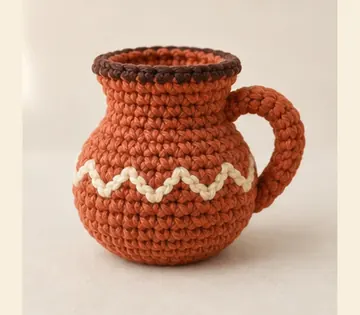 Jarrito de barro a crochet, imagen ilustrativa