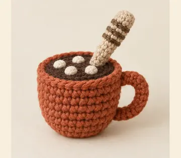 Chocolate con molinillo a crochet, imagen ilustrativa