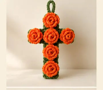 Cruz de flores a crochet, imagen ilustrativa