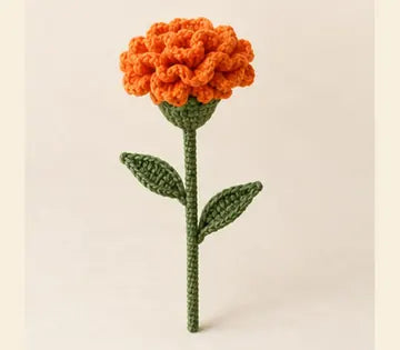 Cempasúchil con tallo a crochet, imagen ilustrativa