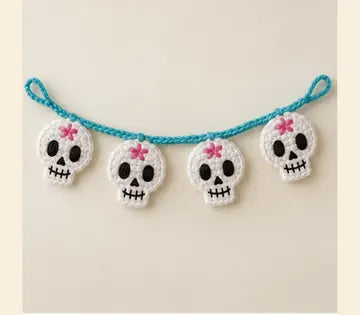 Guirnalda de calaveritas a crochet, imagen ilustrativa