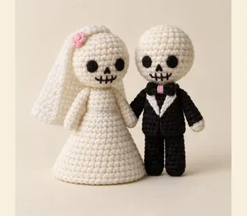 Novios calavera a crochet, imagen ilustrativa