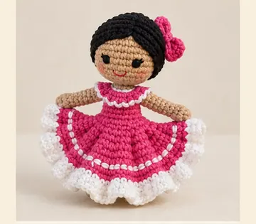 Bailarina folklórica a crochet, imagen ilustrativa