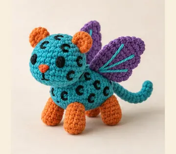 Alebrije jaguar alado a crochet, imagen ilustrativa