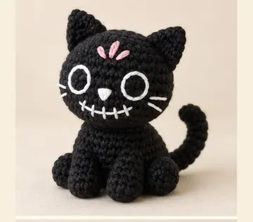 Gato cara de calavera a crochet, imagen ilustrativa