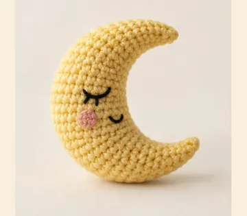 Luna con cara a crochet, imagen ilustrativa