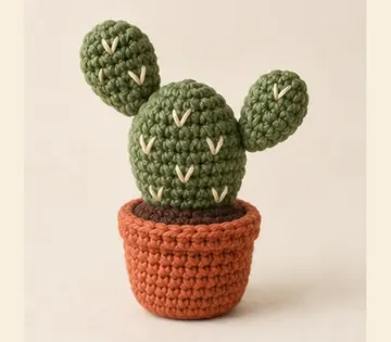 Nopal en maceta a crochet, imagen ilustrativa
