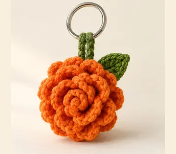 Cempasúchil llavero a crochet, imagen ilustrativa