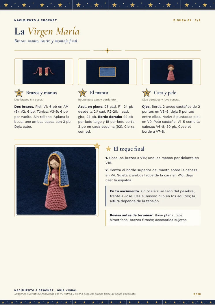Página 2 de la Virgen María: brazos, manto, cara y montaje final